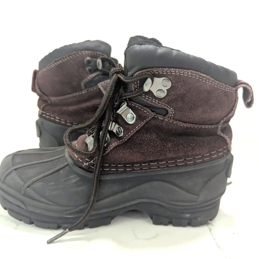 Kids Nevados Brown Hiking Leather Waterproof Snow Boots Sz 1 Storm Pac Insulated